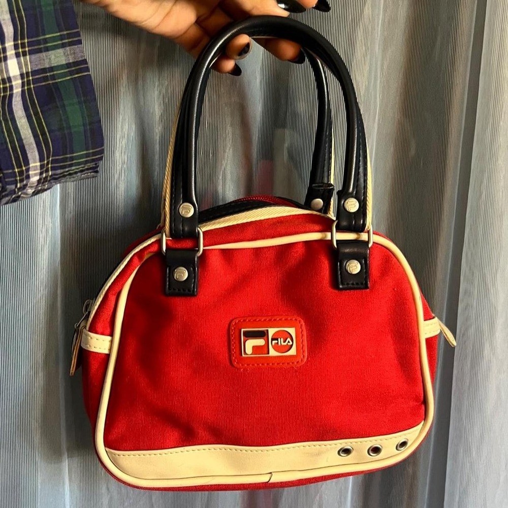 90s FILA Red Canvas Mini Bowler Bag